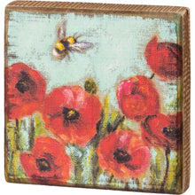 Load image into Gallery viewer, Red Poppies Block Sign
