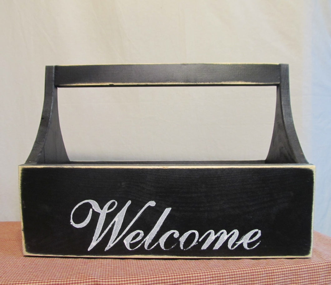 Welcome Wooden Basket