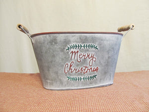 Oval Metal Christmas Bucket