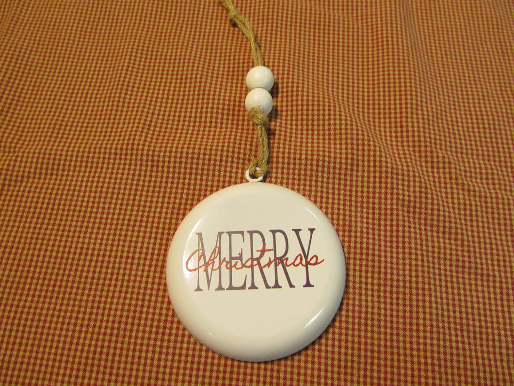 Merry Christmas Tin Ornament